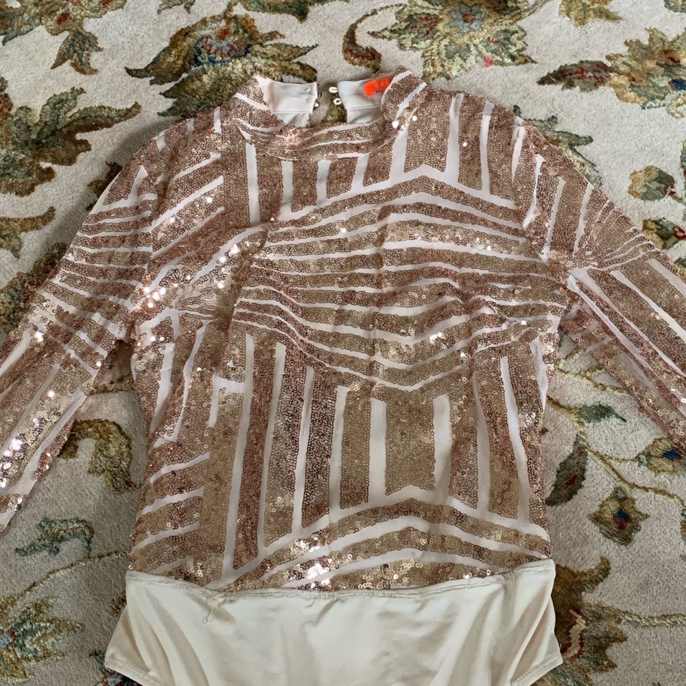 Gold Sequined Long Sleeve Bodysuit